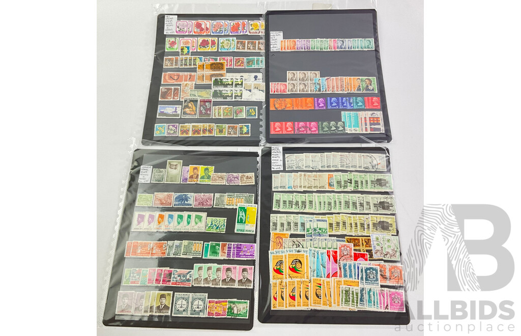 Collection of Vintage International Cancelled Stamps Including 1950's QE2 Hong Kong, Singapore, Middle East, New Zealand and More