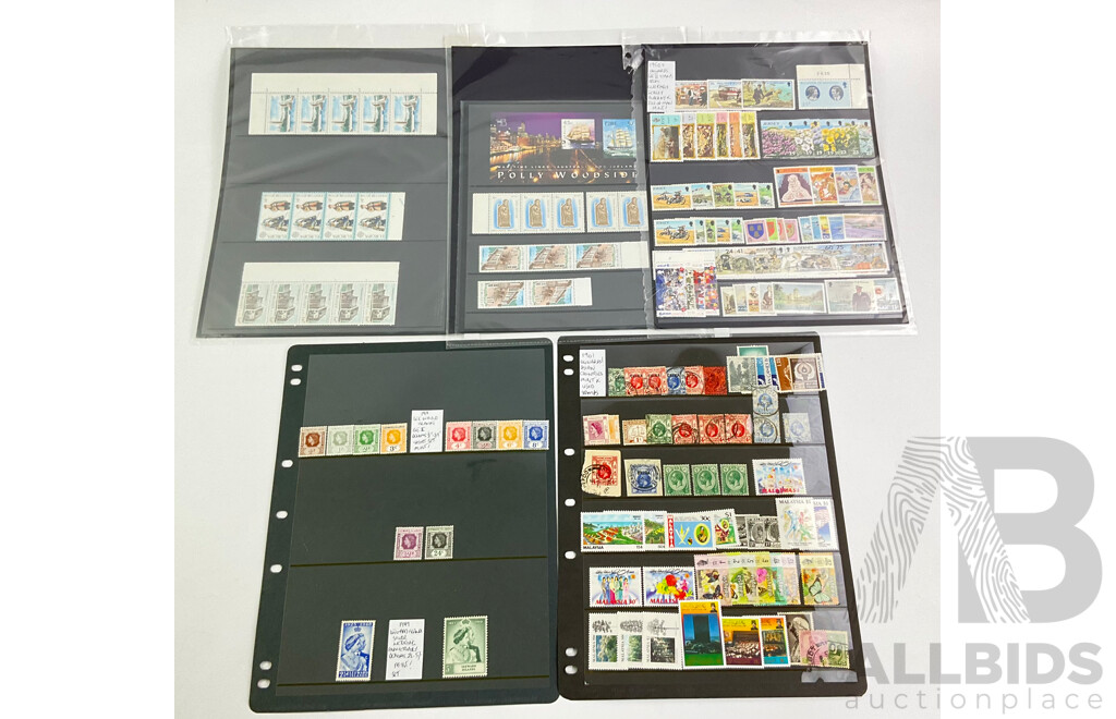 Collection of International Mint, Mini Sheets and Cancelled Stamps From Australia, New Zealand, Guernsey-Sark, Italy, China, Malaysia and More
