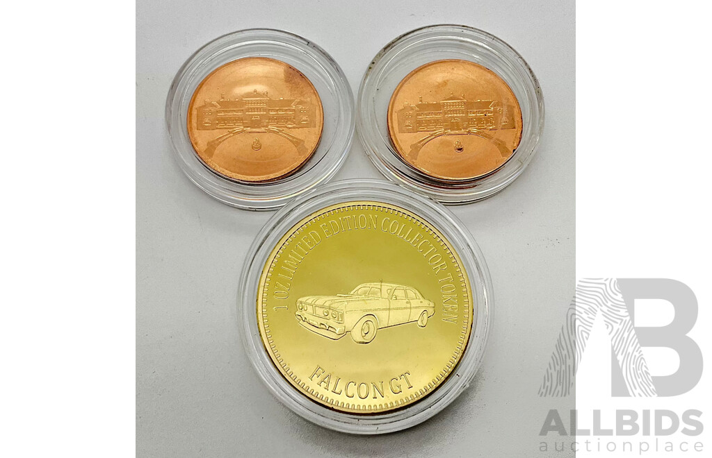 Falcon GT Limited Edition Collector Token and Two Perth Mint Collector Tokens