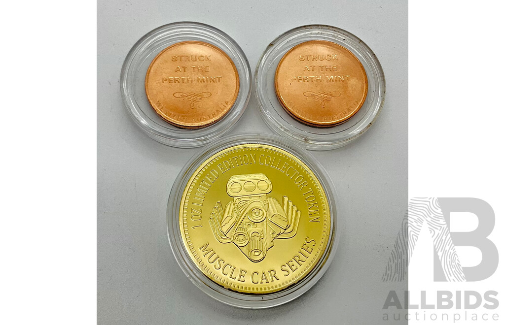 Falcon GT Limited Edition Collector Token and Two Perth Mint Collector Tokens