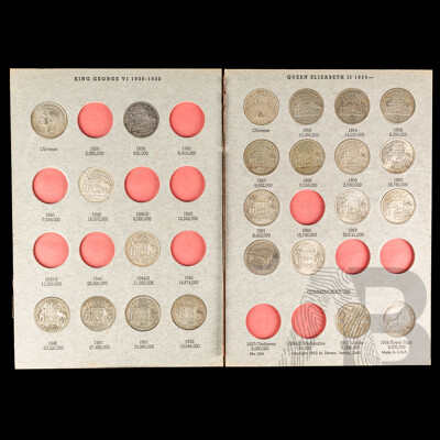Album of Australian KGVI/QE2 Silver Florins, Partially Filled, Examples Spanning 1939 to 1963