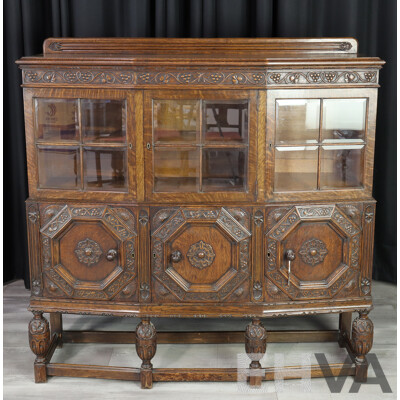 English Oak Glass Front Bookcase