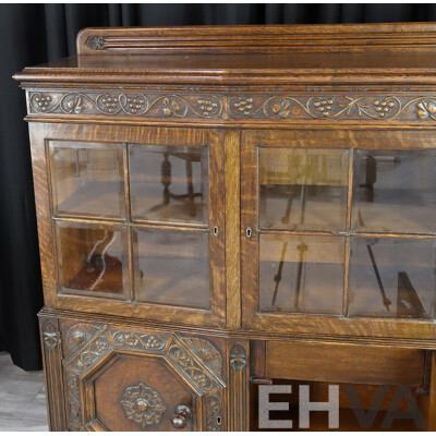 English Oak Glass Front Bookcase