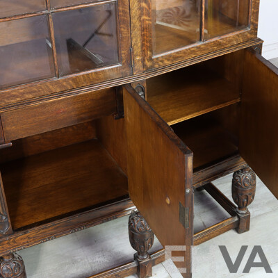 English Oak Glass Front Bookcase