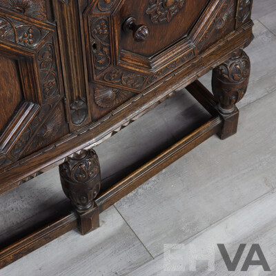 English Oak Glass Front Bookcase