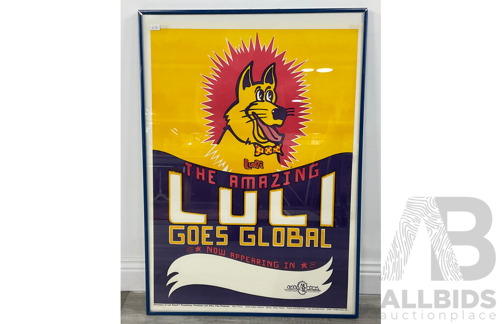 Framed Luli Screenprint, 'the Amazing Luli Goes Global'