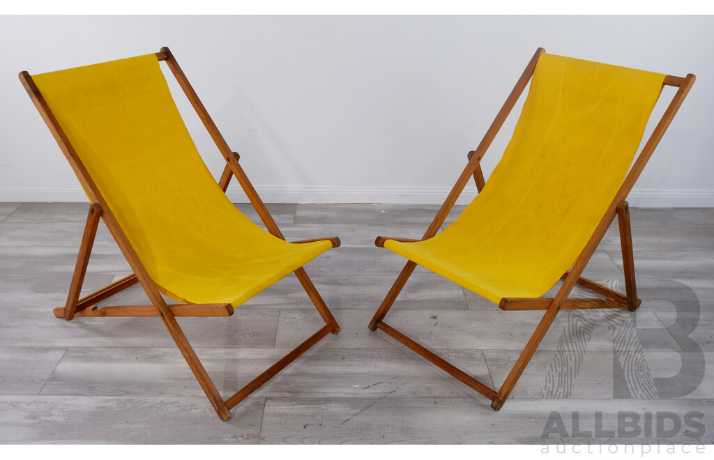 Pair of Retro Timber Beach Chairs