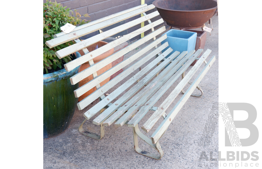 Vintage Wrought Iron and Timber Garden Bench