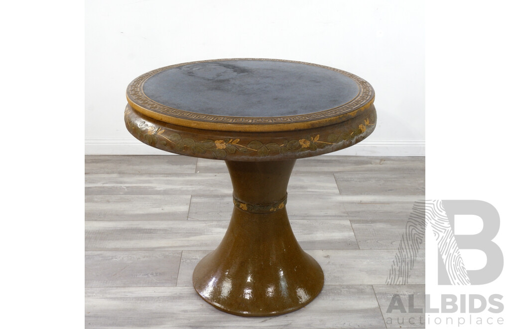 Vintage Neoclassical Chinese Terracotta Pedestal Table