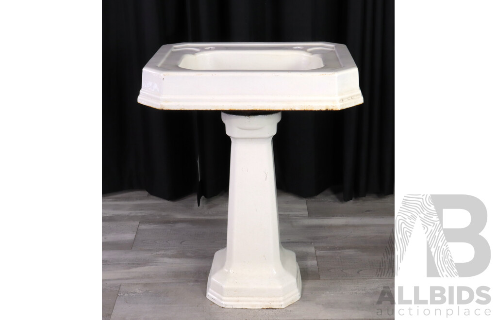 Vintage Enamel Pedestal Sink