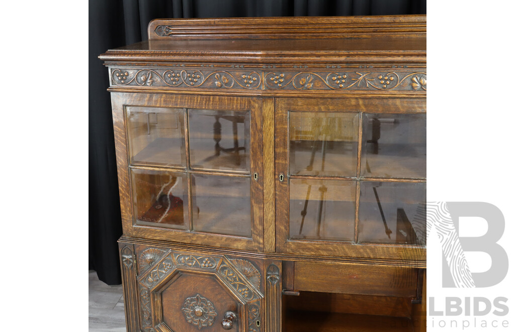 English Oak Glass Front Bookcase