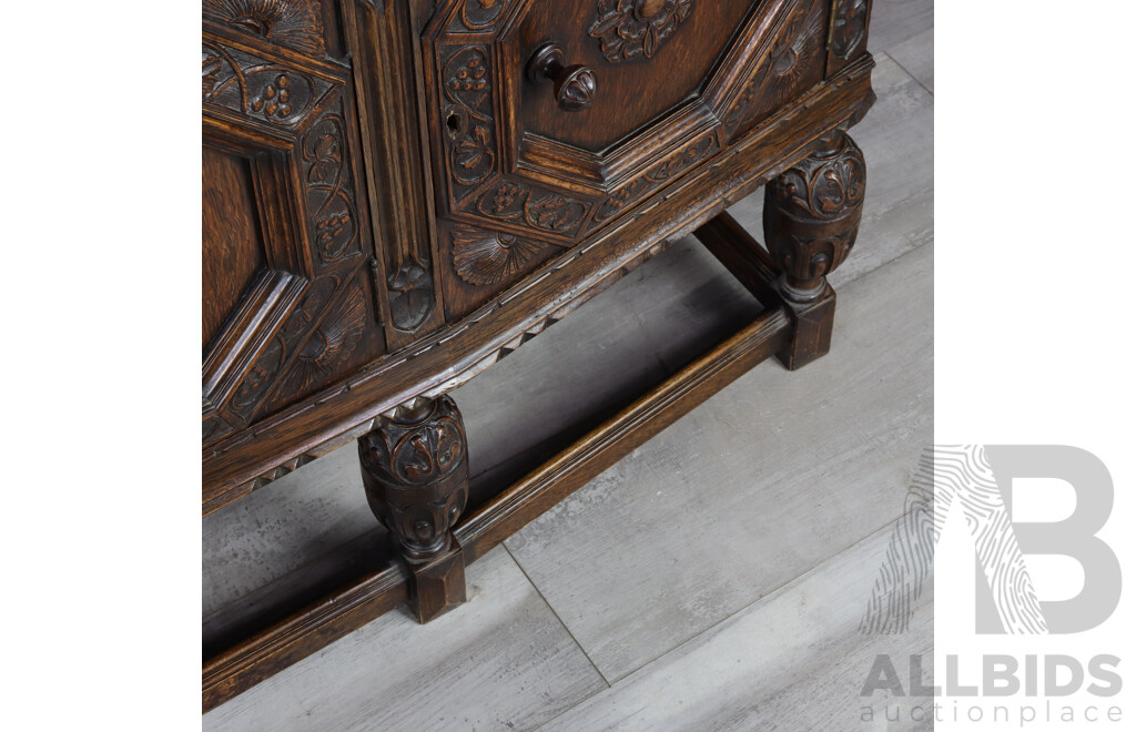 English Oak Glass Front Bookcase