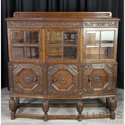 English Oak Glass Front Bookcase