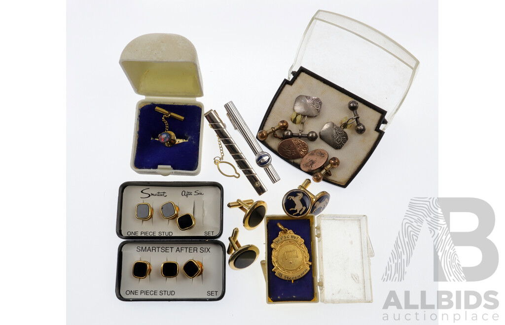 Collection of Men's Vintage Cufflinks and Tie Pins