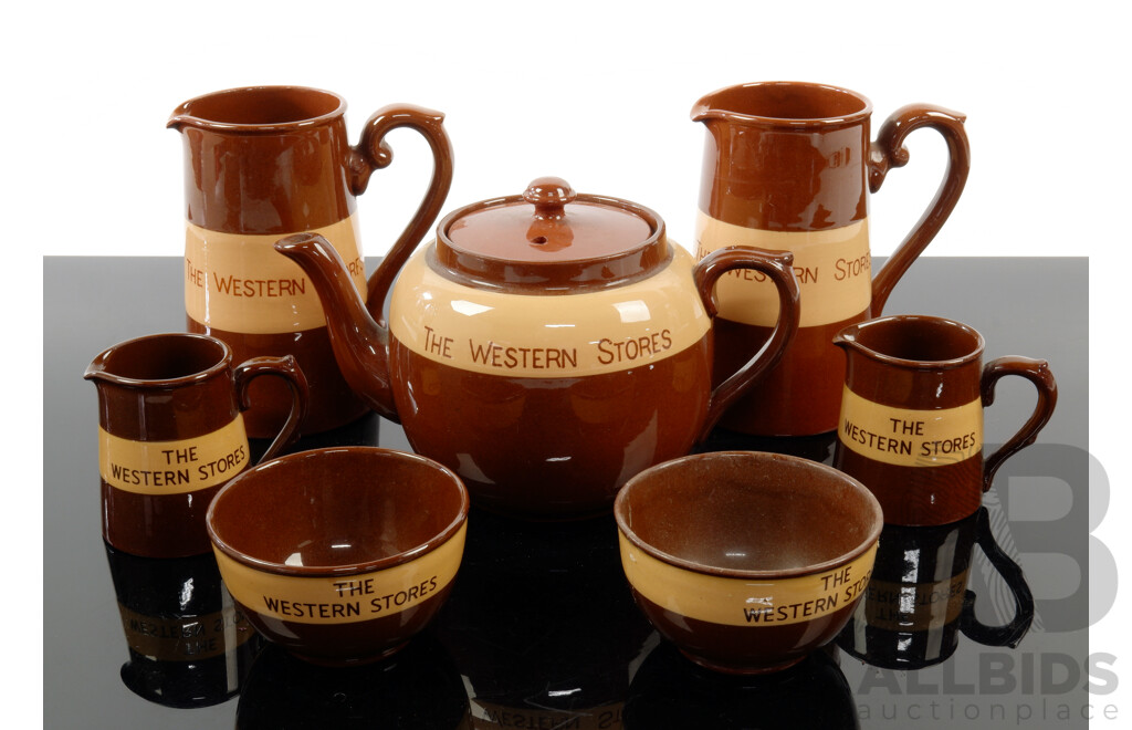 Vintage Seven Pieces the Western Store (Became Myers) Ceramics by Gisborn