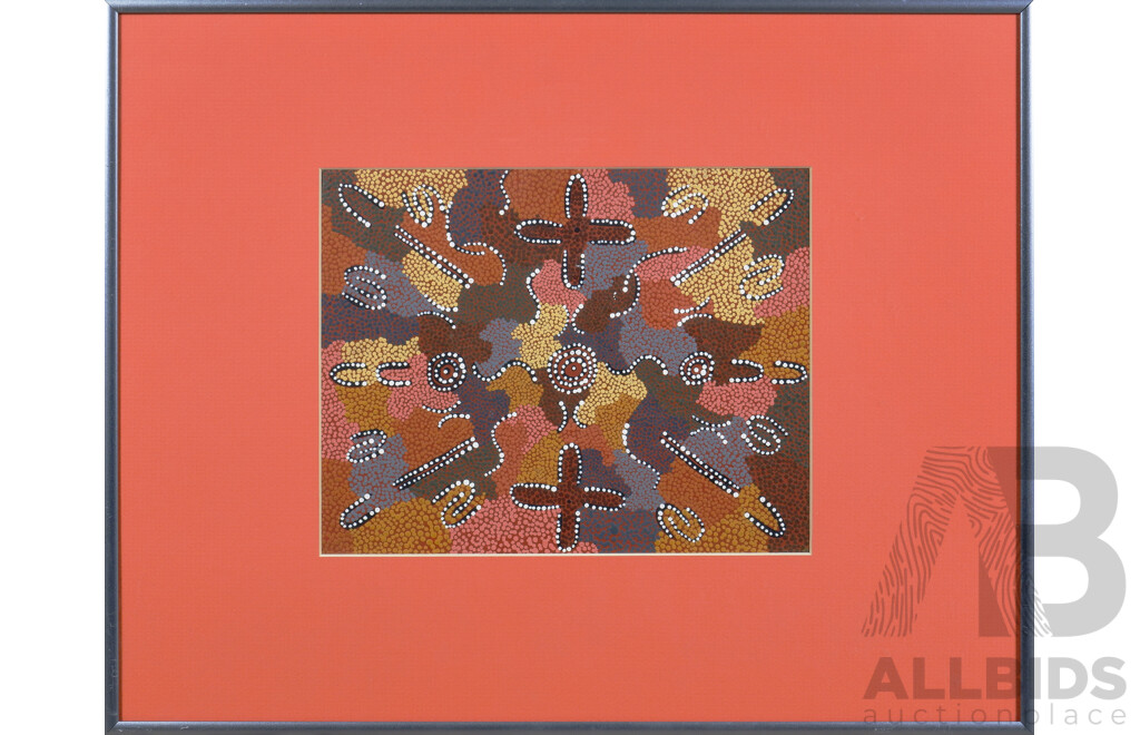 Aboriginal Painting by Napperby Artists of the Anmatyerre Tribe, Acrylic on Artist Panel
