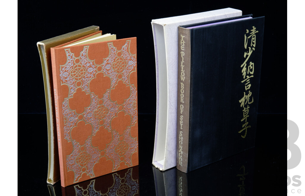 Two Folio Society Publications Comprising the Pillow Book of Sei Shonagon & the Rubaiyat of Omer Khayam, Both Hardcovers in Slip Cases