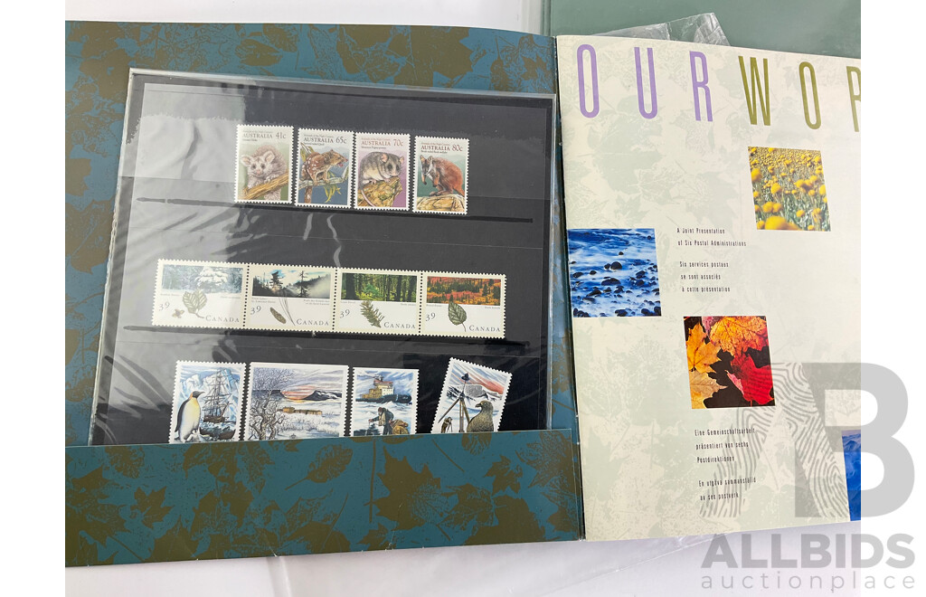 Collection of Stamp Albums Including Australia, Canada and Antarctica