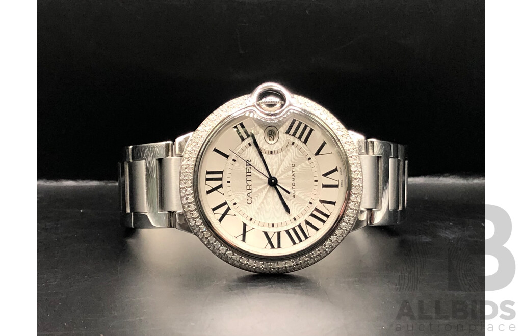 Ballon Bleu De Cartier Watch with Custom Diamond Bezel