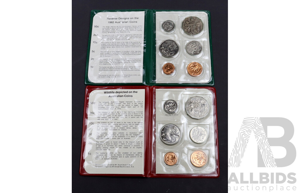 1983 and 1982 Australian coin sets.