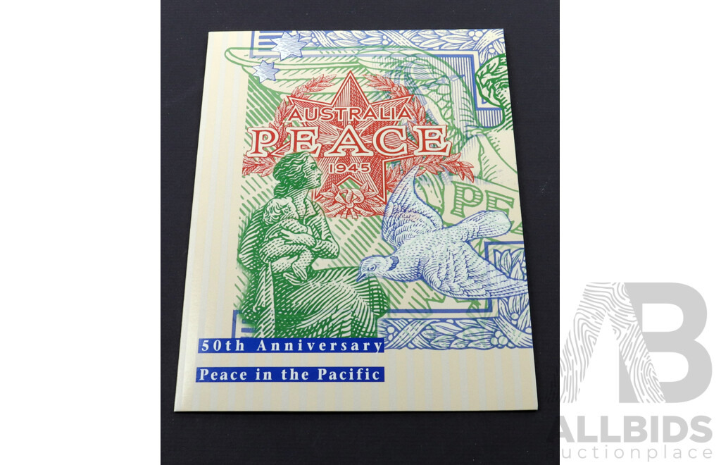 1945 50th Anniversary Peace in the Pacific Coin and Stamps Set.