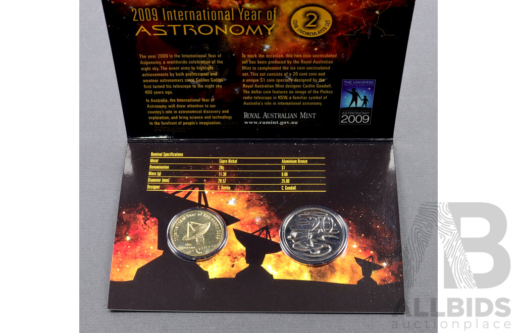 2009 Year of Astronomy RAM 2 coin UNC set.