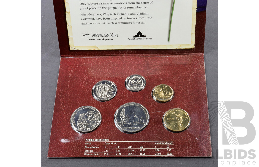 2005 RAM 60th Anniversary end WW2 6 coin set.