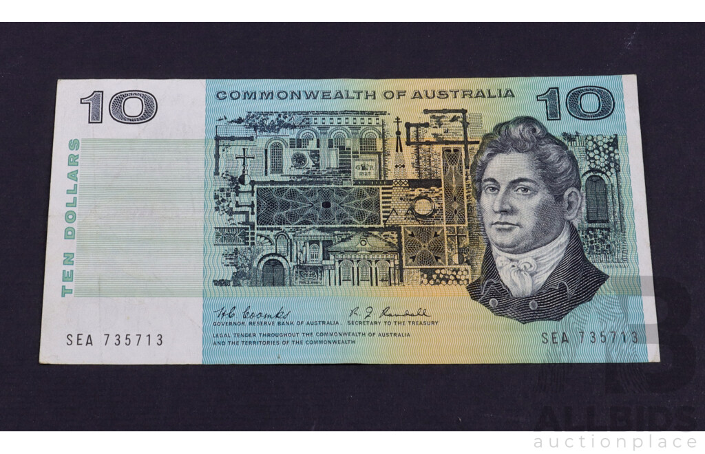 1967 Coombs Randall $10 note. SEA 735713 R302