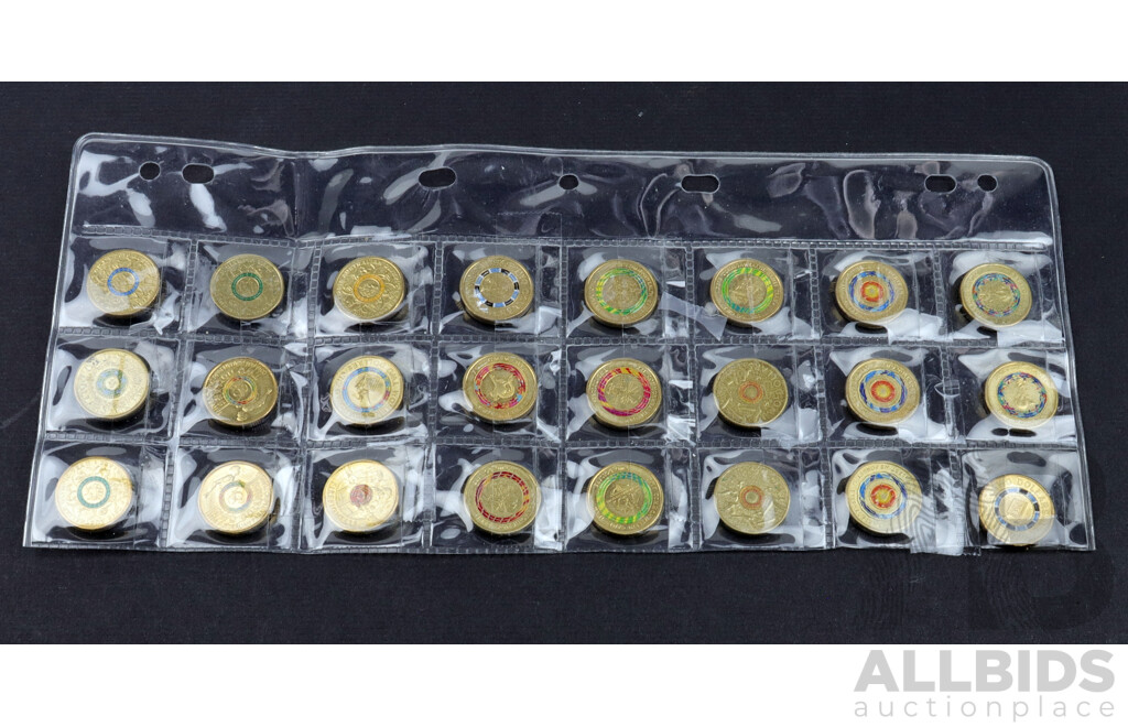 24 Mixed coloured UNC $2 coins.
