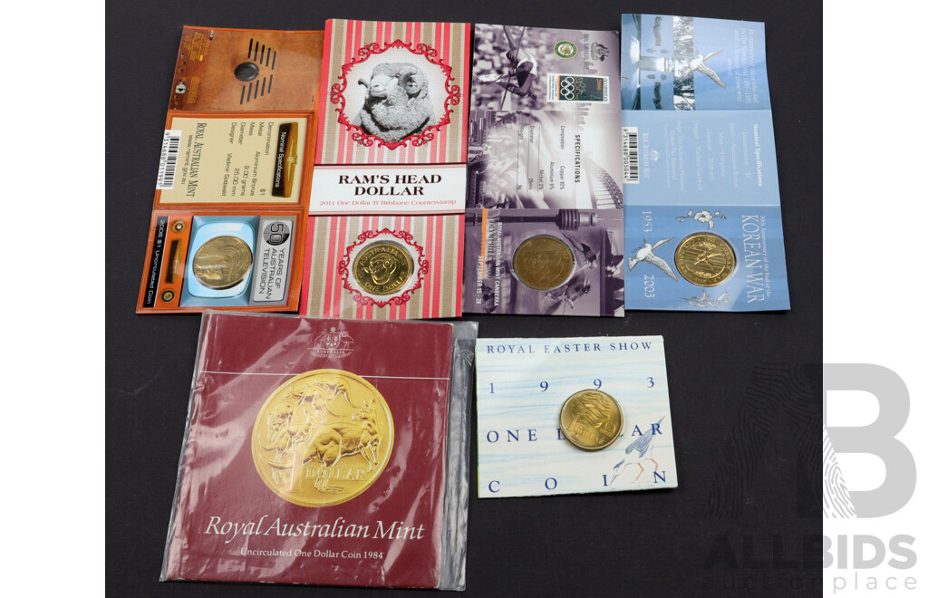 $1 Commemorative coins, 6 of.