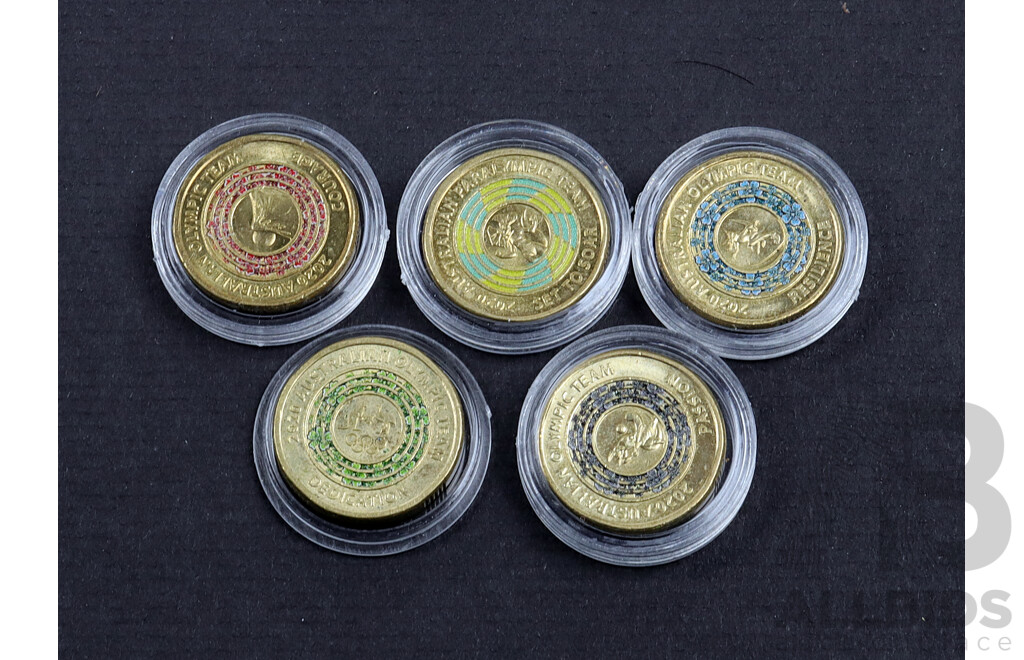 Set of 5 2020 $2 Olympic coins.