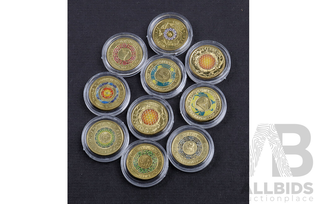 10 UNC assorted $2 coins.