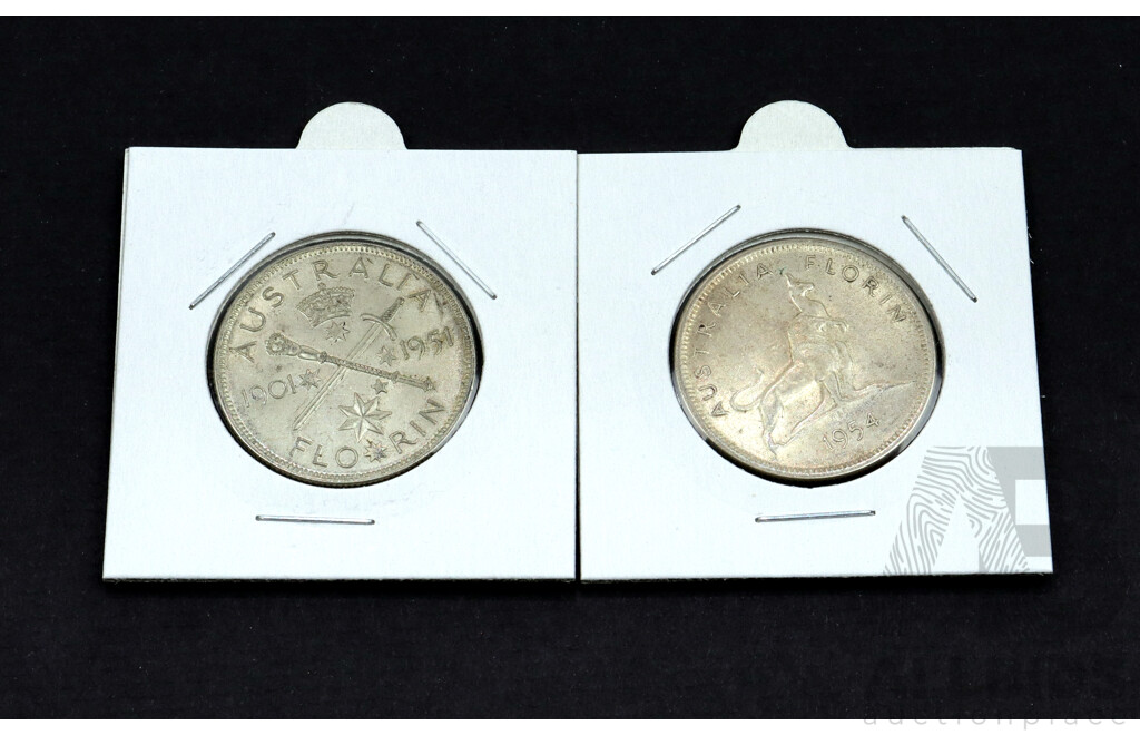 1951 and 1954 Commemorative florins.