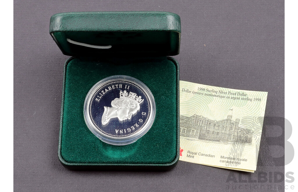 1998 Royal Canadian Mounties 125th Anniversary PROOF 92.5% silver coin.