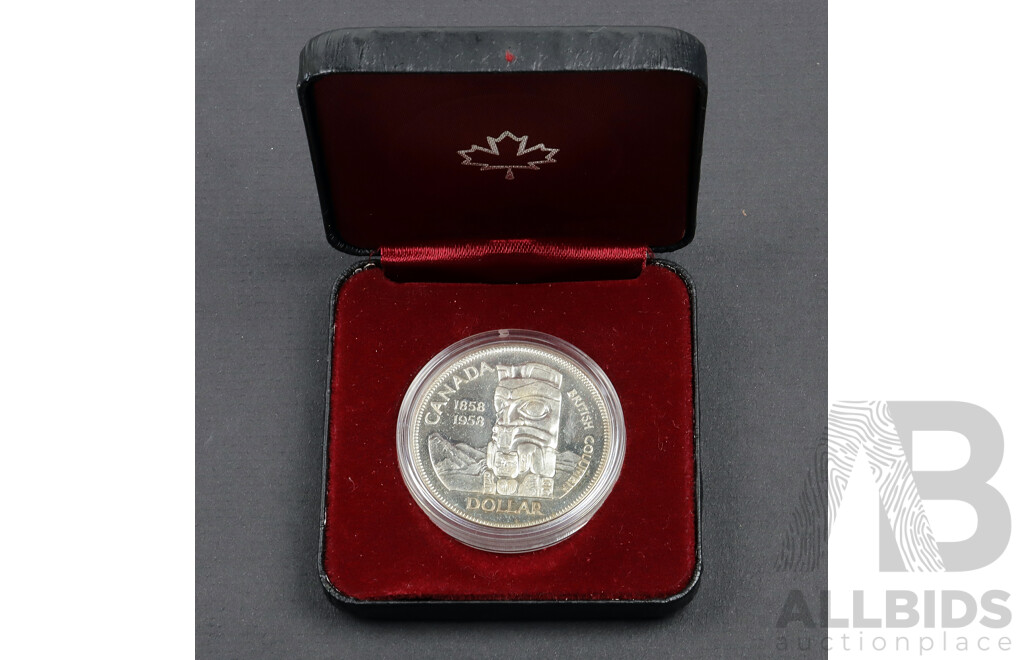 1958 Canada British Columbia Century Anniversary PROOF 92.5% silver coin.