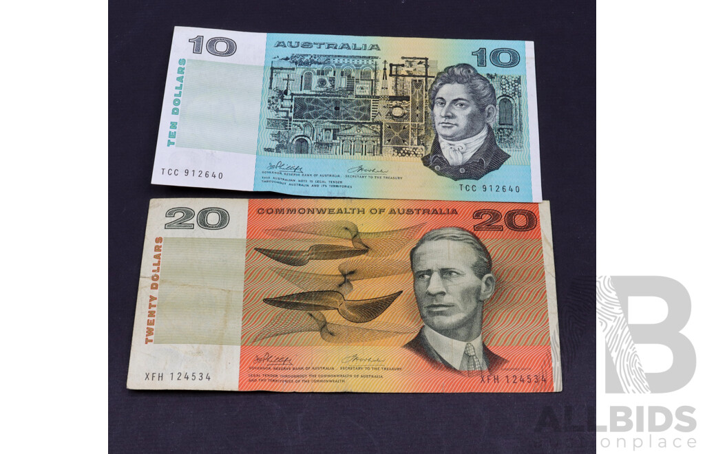 1968 $10 and $20 notes.Phillips Randall. R305 R403