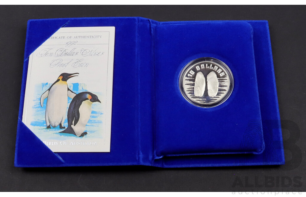 1992 $10 Silver PROOF coin. Emperor Penguin.