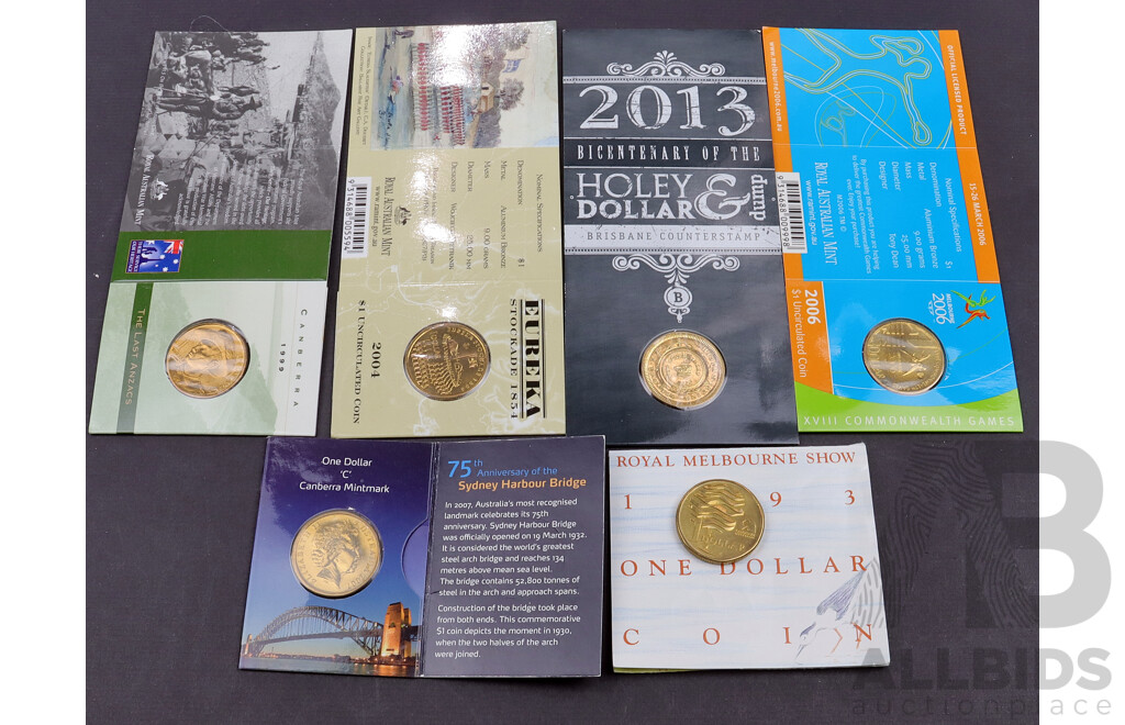 $1 Commemorative coins, 6 of.