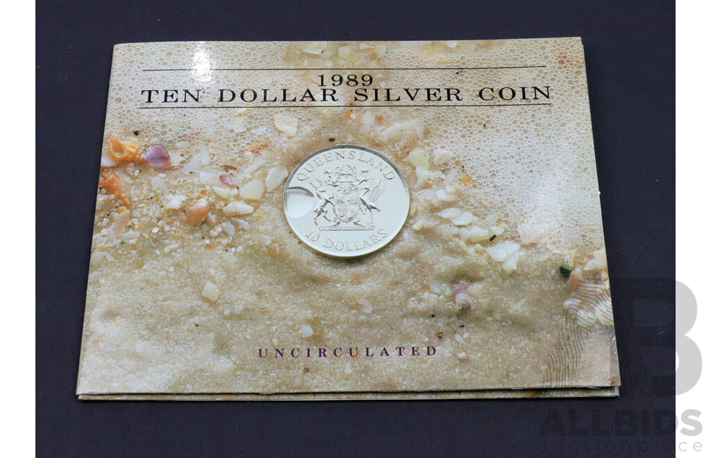 Australian RAM 1989 Ten Dollar Coin - Queensland .925 Silver