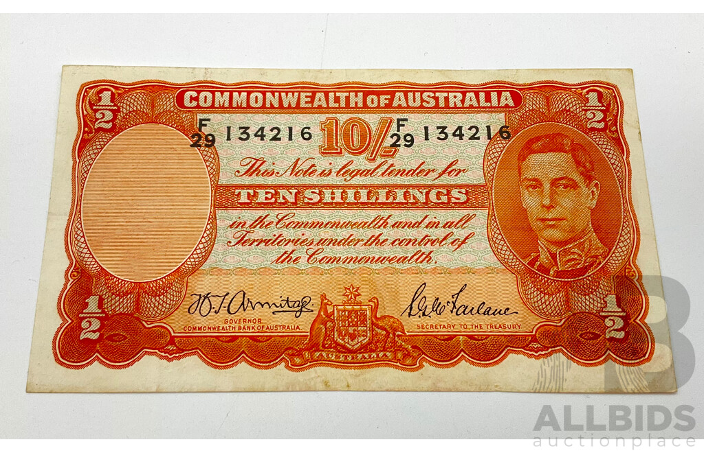 1942 Ten Shilling note. R13.