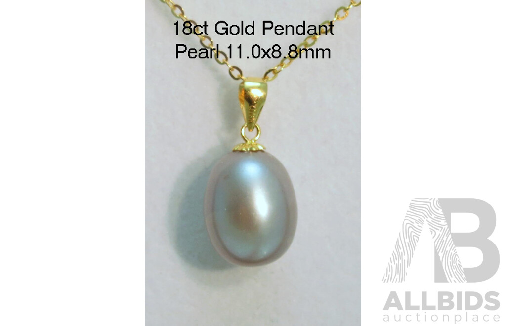 18ct Gold Silver Pearl Penadnt