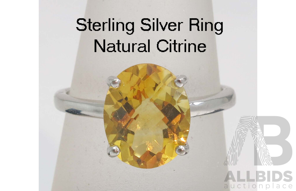 Sterling Silver Ring - Natural Citrine