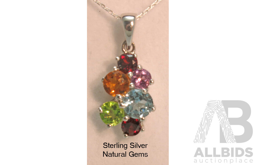 Sterling Silver Natural Gem-set Pendant