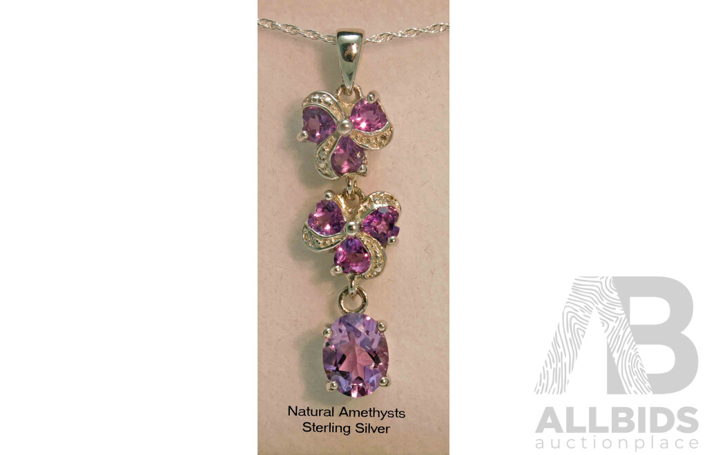 Sterling Silver Natural Amethyst Pendant