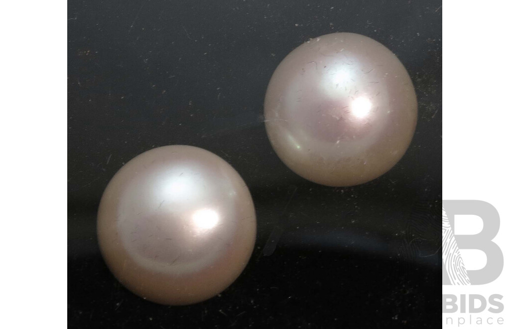 Pair of Large Cultured Pearls