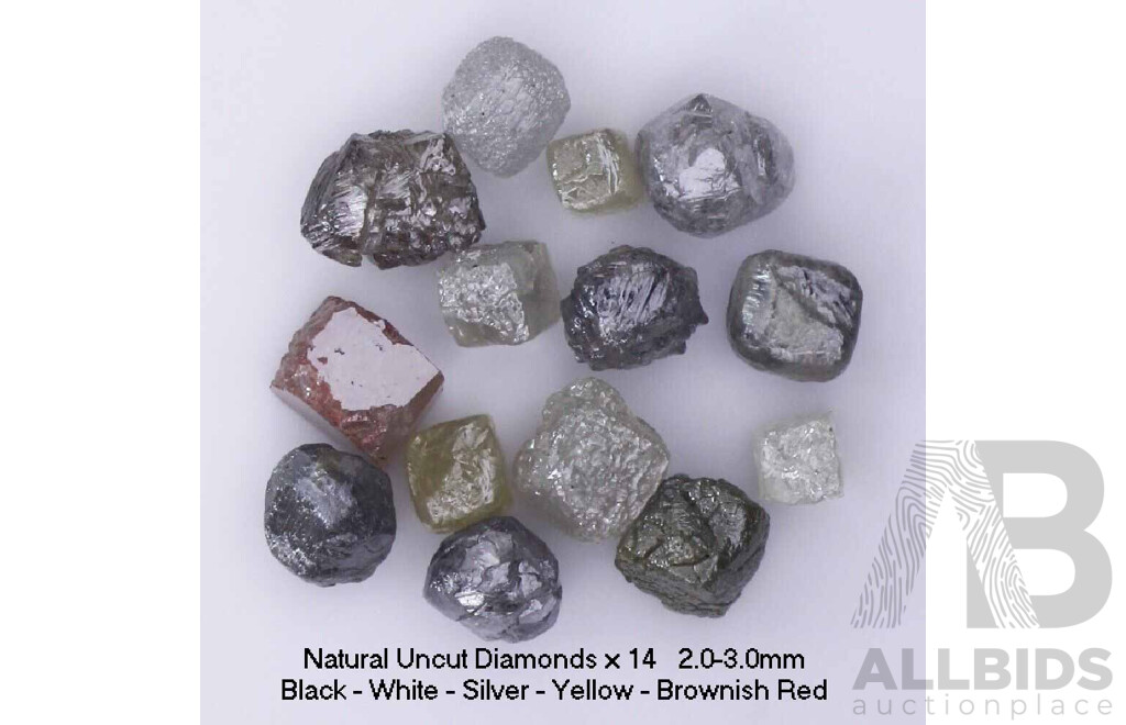 Collection of 14 Uncut Natural Diamonds