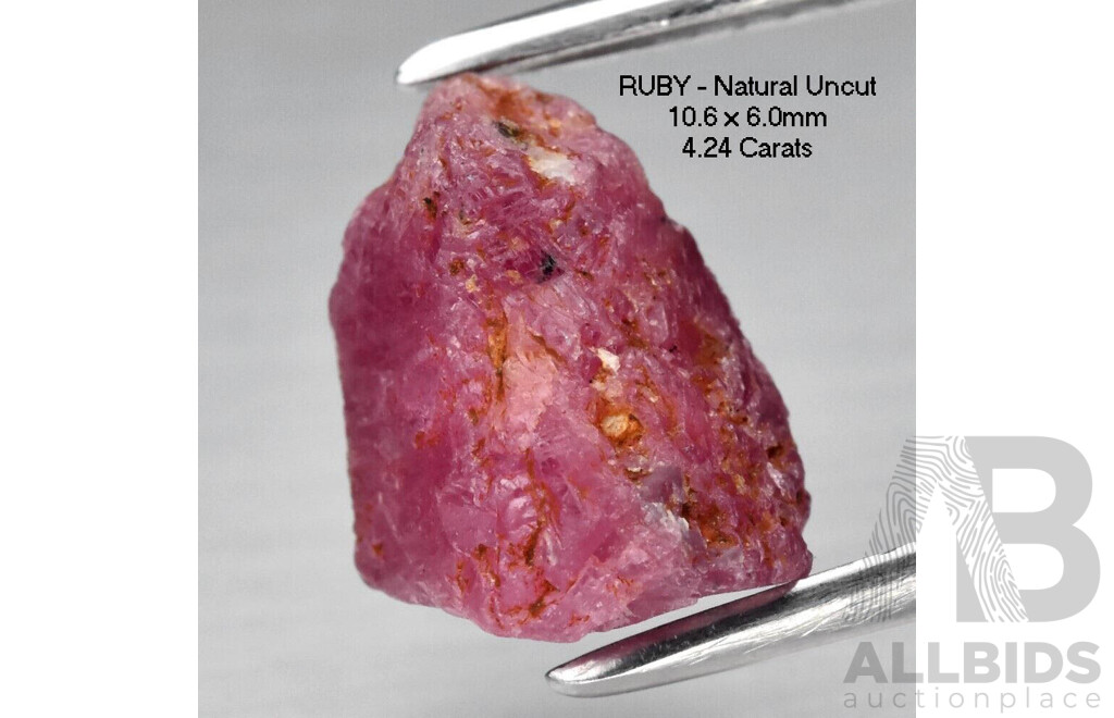 Natural RUBY - purplish-red - uncut