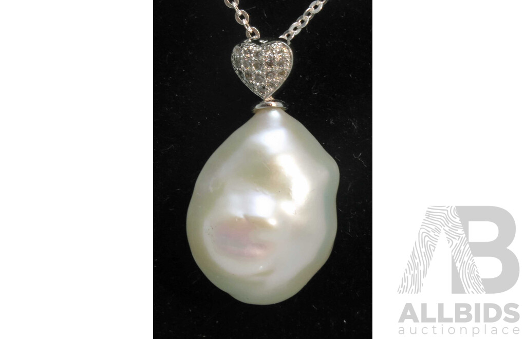 Large Baroque Freshwater Cultured Pearl with Sterling Silver Setting