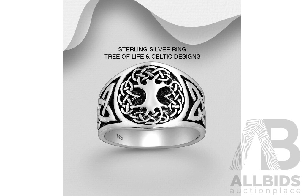 Sterling Silver Ring - Tree of Life & Celtic design
