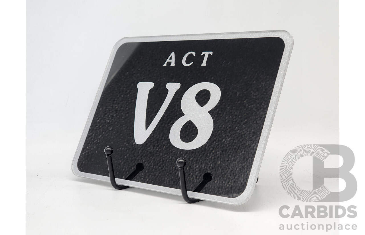 ACT Two Character Alpha Numeric Number Plate - V8 (Letter V, Number 8)